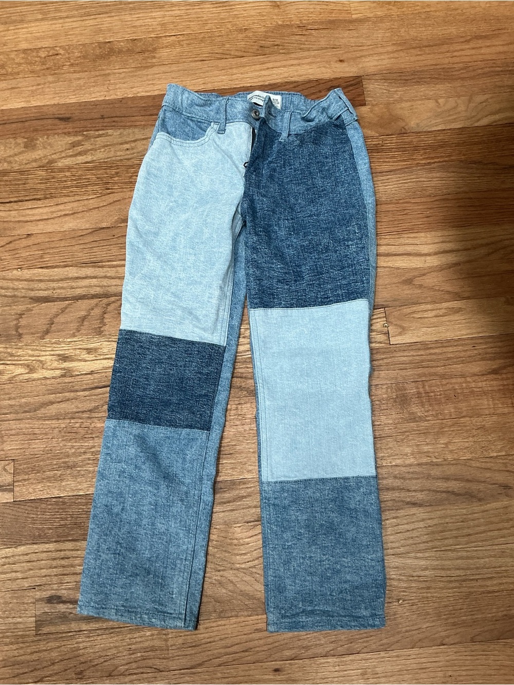 abercrombie kids Patchwork Two-Tone Blue Straight Jeans